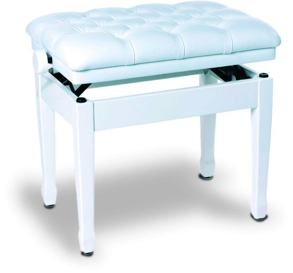 Concert bench white polished, with real leather