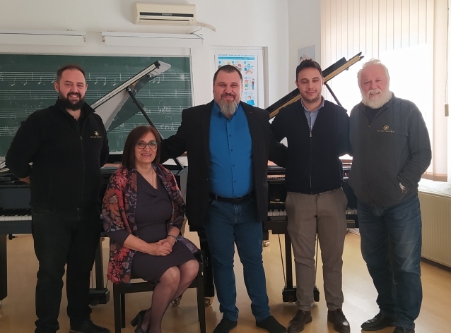 Piano teacher Ilija Nastovski from Veles, Macedonia is happy to have two FEURICH 218 grands singing in their local music school.